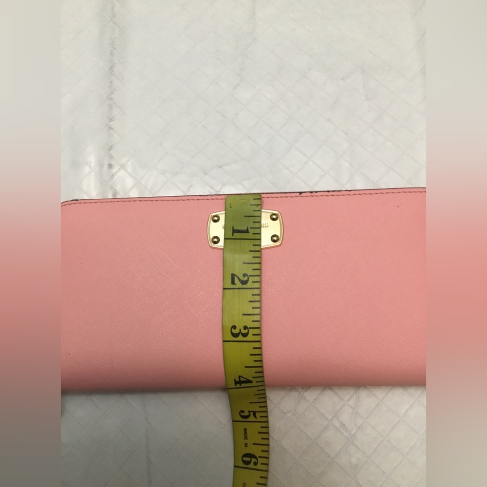 Michael Kors Peach Saffiano Zip Wallet with Gold Plaque - Picture 6 of 16